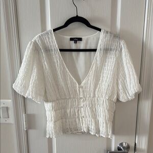 Lulu's Cream Textured Blouse